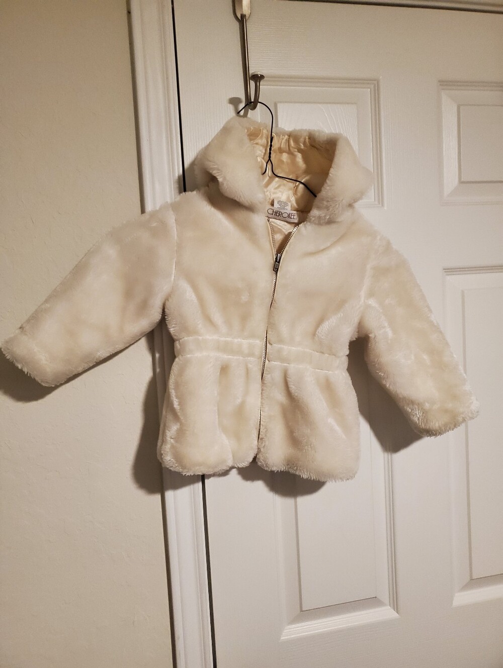 Cherokee Cream Faux Fur Hooded Puffer Jacket for Kids
